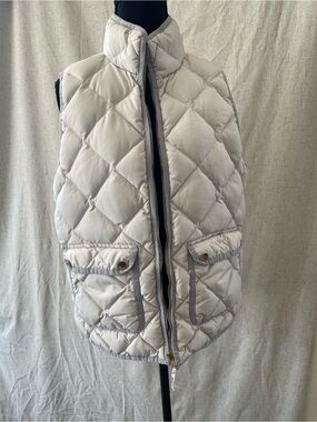 J. Crew Quilted Ivory Down Puffer Vest
